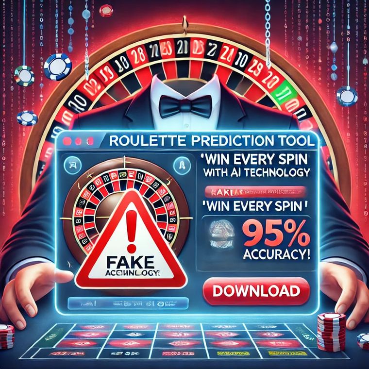 Illustration d'une application prétendant calculer la case où la bille va tomber sur une roulette.